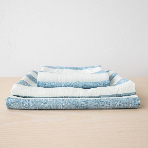 Linenme Linen Bath Towels Set Marine Blue Philippe