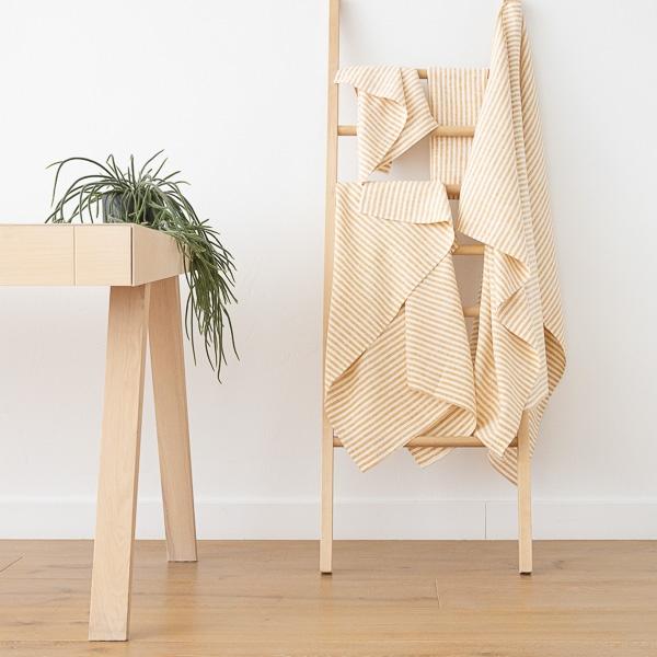 Linenme Linen Bath Towels Set New Gold Brittany
