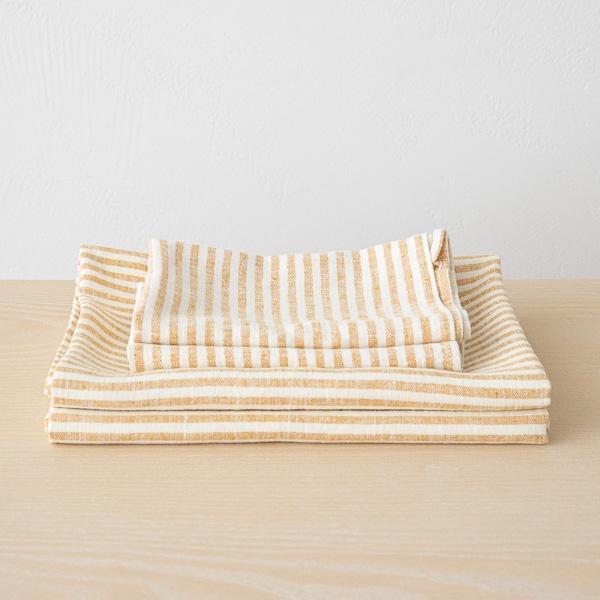 linenme Linen Bath Towels Set New Gold Brittany