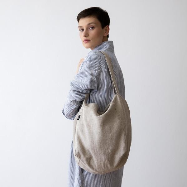 Linenme Linen Beach Bag Natural Lara