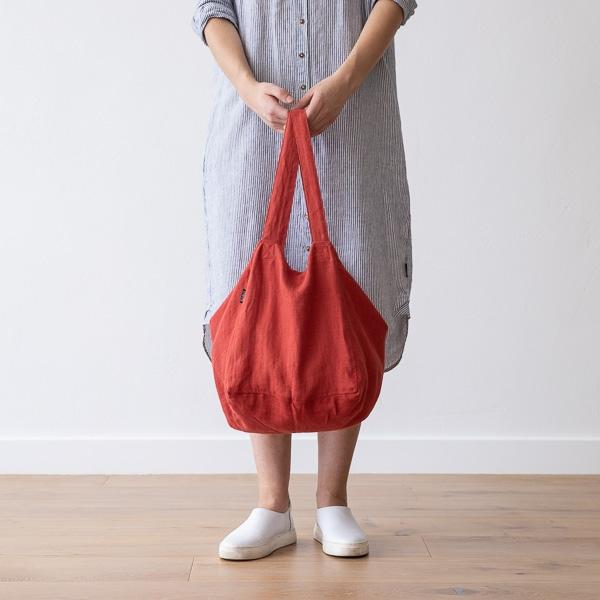 Linenme Linen Beach Bag Orange Lara