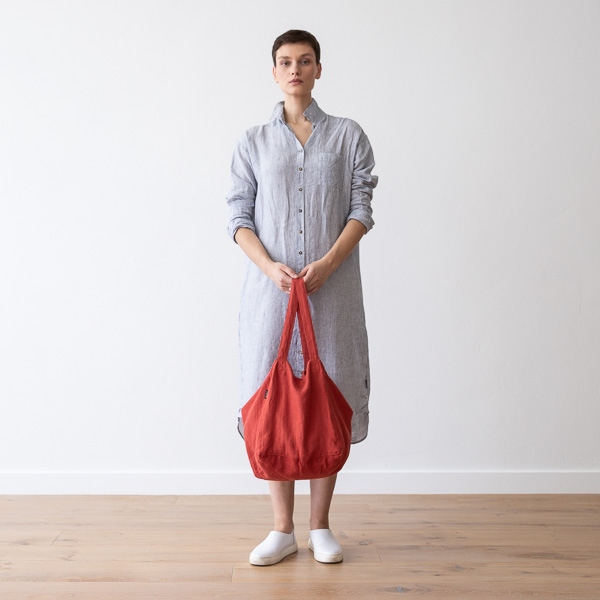 Linenme Linen Beach Bag Orange Lara