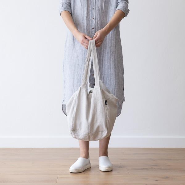 Linenme Linen Beach Bag Silver Lara