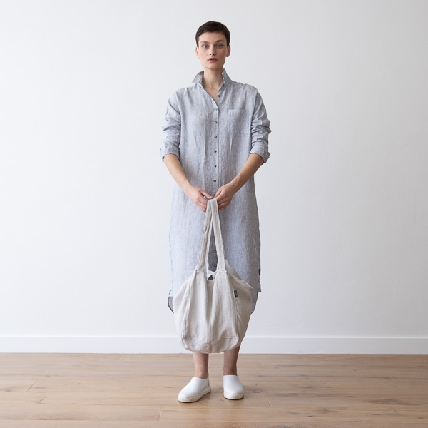 Linenme Linen Beach Bag Silver Lara