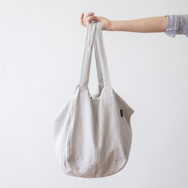linenme Linen Beach Bag Silver Lara