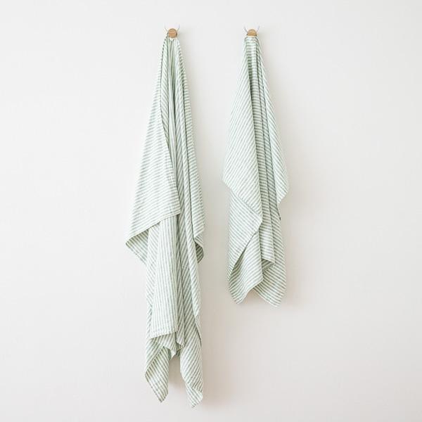 linenme Linen Beach Towel Brittany Aqua Foam