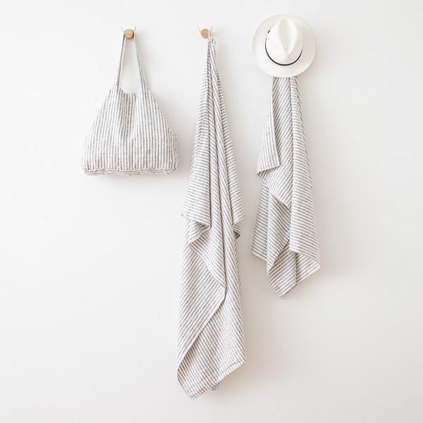 Linenme Linen Beach Towel Brittany Graphite