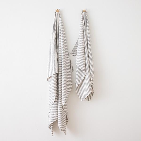 linenme Linen Beach Towel Brittany Graphite