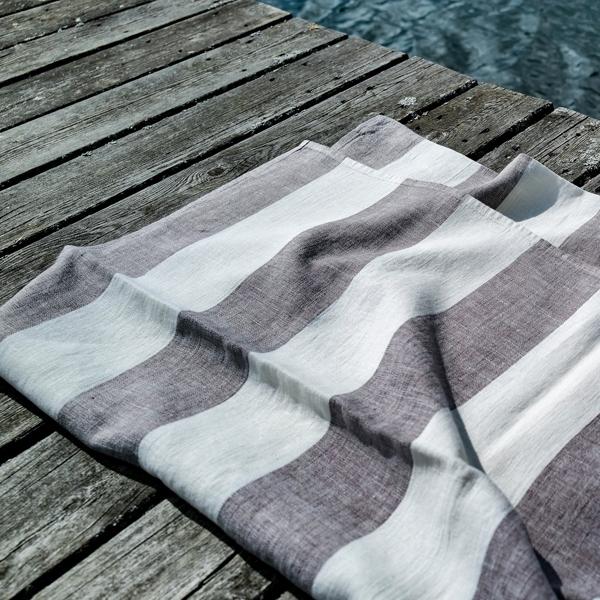 Linenme Linen Beach Towel Graphite Napa