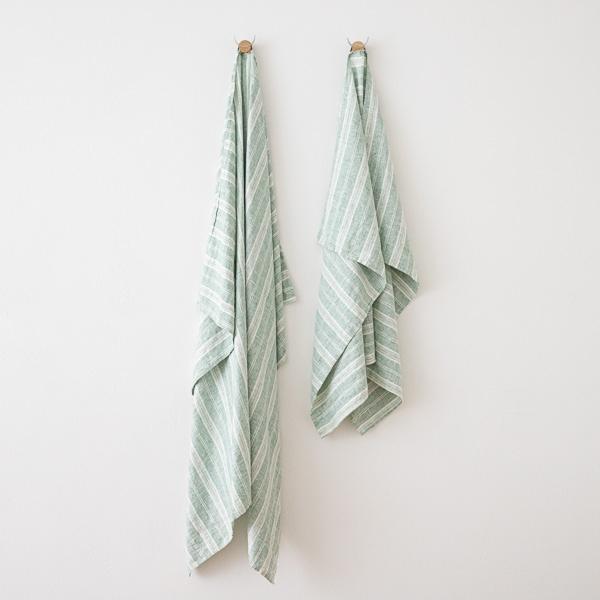 linenme Linen Beach Towel Multistripe Aqua Foam