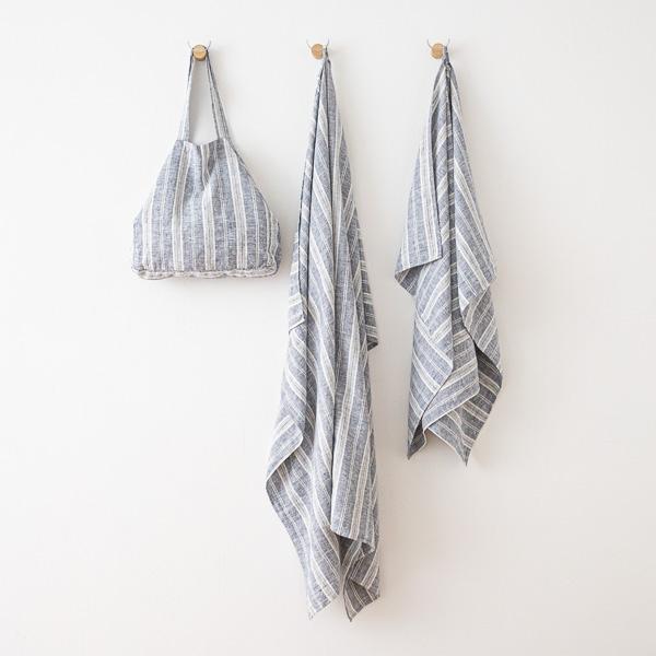 Linenme Linen Beach Towel Multistripe Indigo
