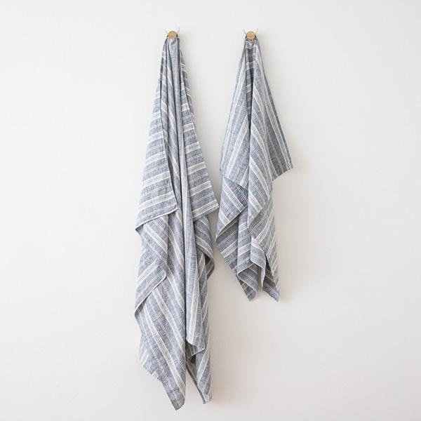 linenme Linen Beach Towel Multistripe Indigo