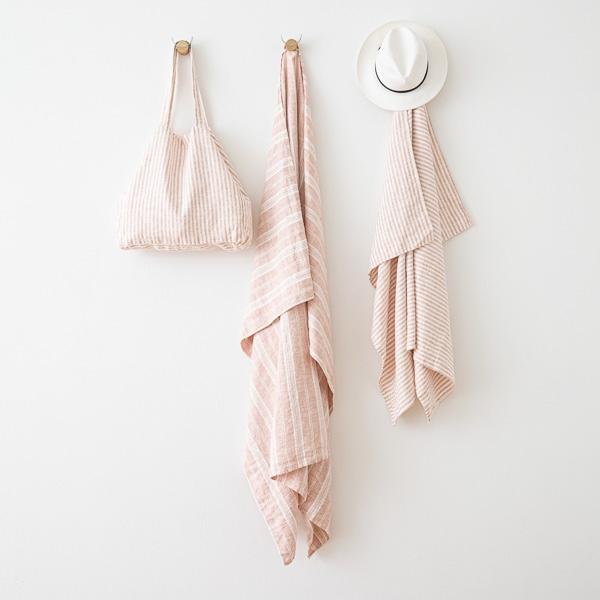 Linenme Linen Beach Towel Multistripe Rosa