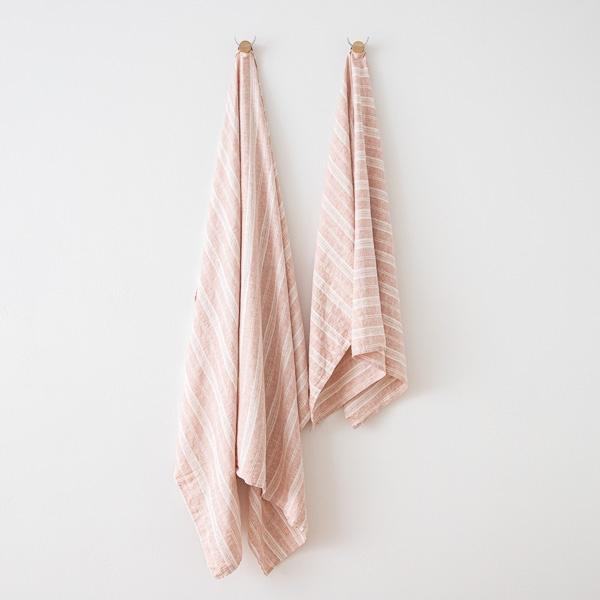 linenme Linen Beach Towel Multistripe Rosa
