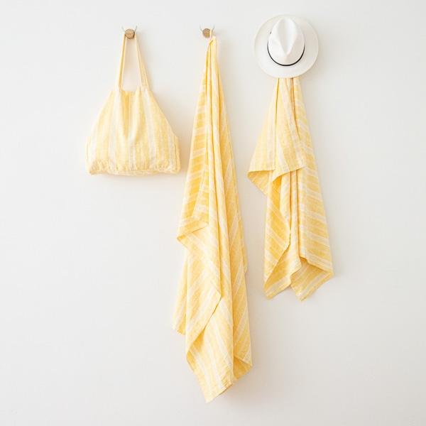 Linenme Linen Beach Towel Multistripe Yellow