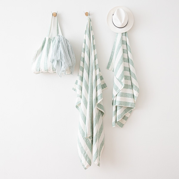 Linenme Linen Beach Towel Philippe Aqua Foam