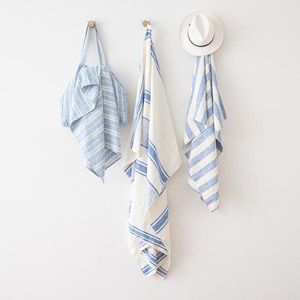 Linenme Linen Beach Towel Philippe Blue