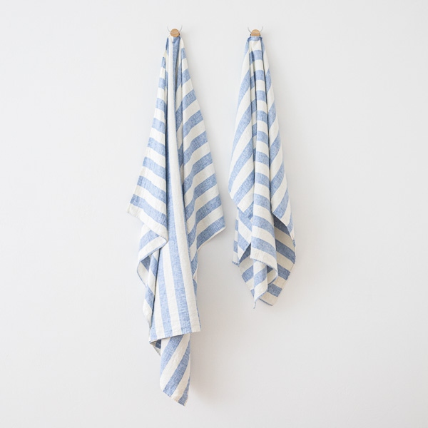 linenme Linen Beach Towel Philippe Blue