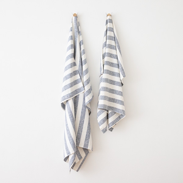 linenme Linen Beach Towel Philippe Indigo
