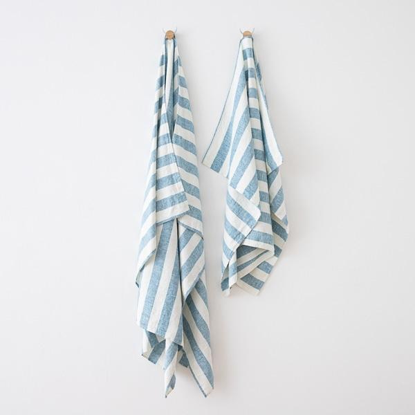 linenme Linen Beach Towel Philippe Marine Blue