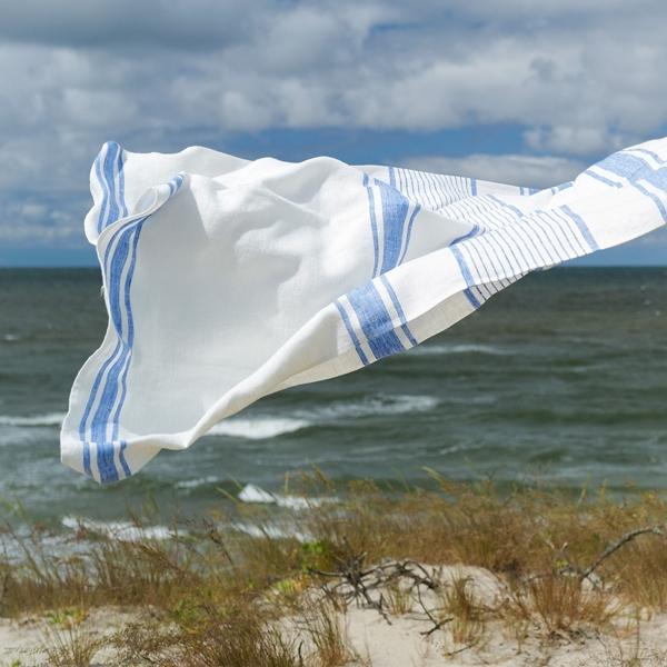 linenme Linen Beach Towel Tuscany Blue