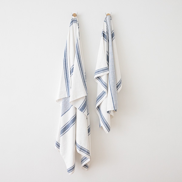 linenme Linen Beach Towel Tuscany Indigo