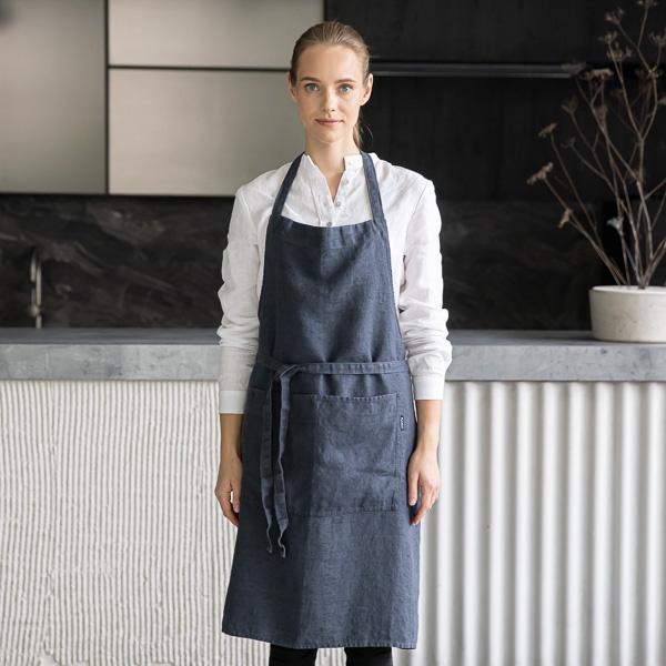 Linenme Linen Bib Apron Anthracite Terra