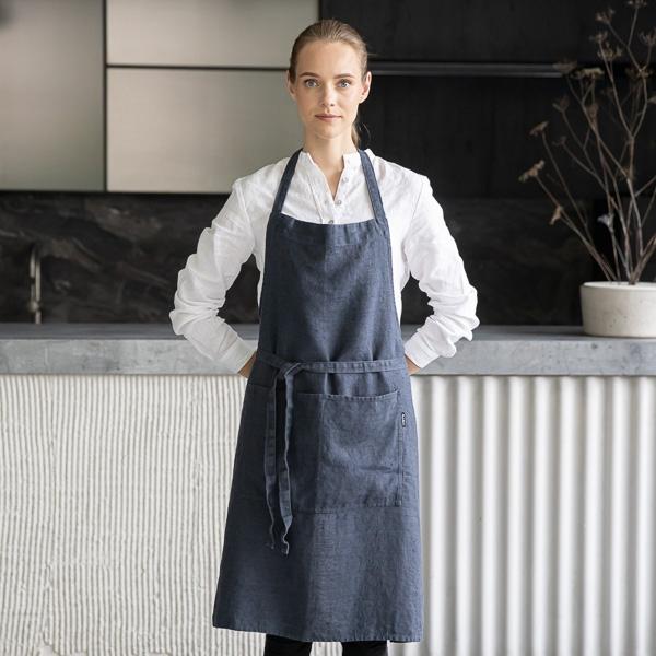 Linenme Linen Bib Apron Anthracite Terra