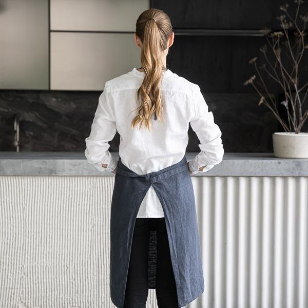 Linenme Linen Bib Apron Anthracite Terra