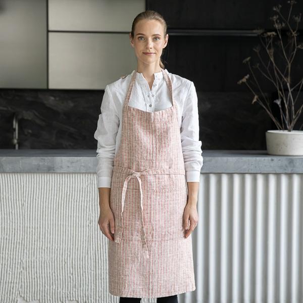 Linenme Linen Bib Apron Brick Natural Brittany