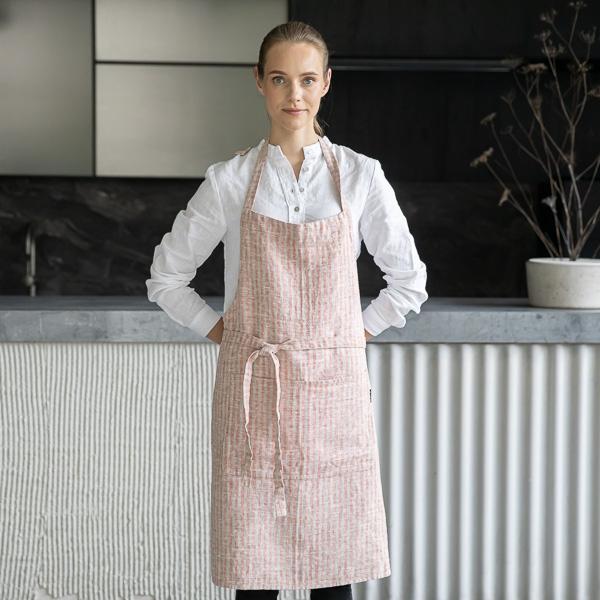 Linenme Linen Bib Apron Brick Natural Brittany