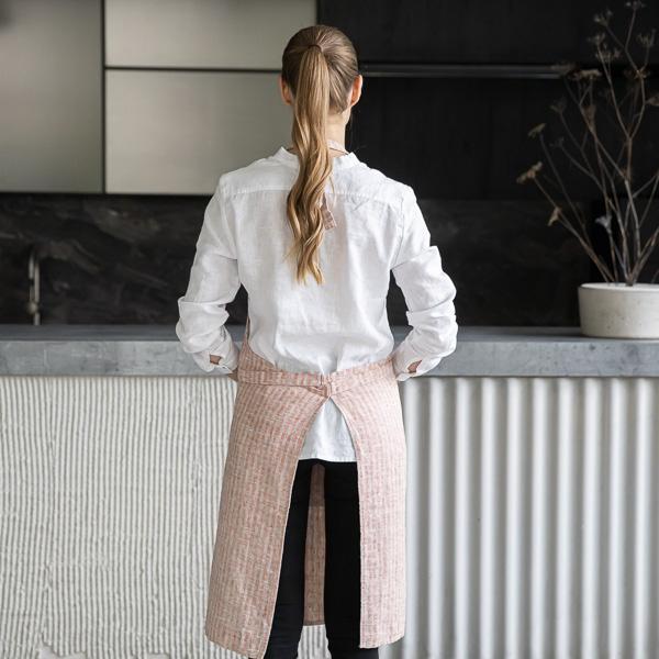Linenme Linen Bib Apron Brick Natural Brittany