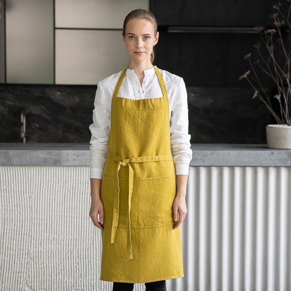 Linenme Linen Bib Apron Citrine Terra