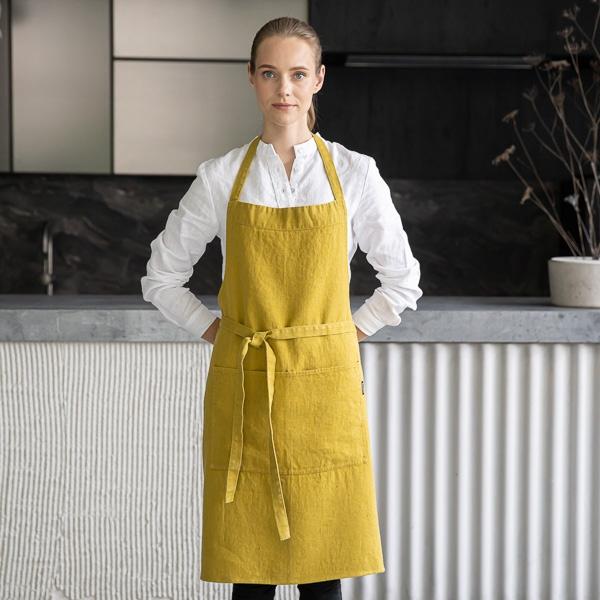 Linenme Linen Bib Apron Citrine Terra