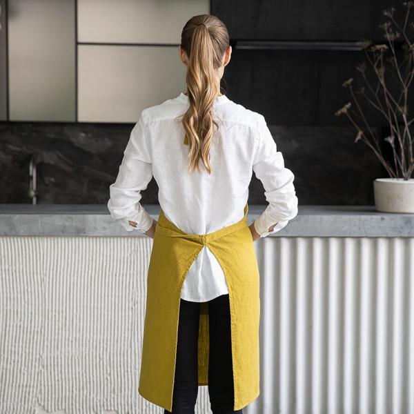 Linenme Linen Bib Apron Citrine Terra