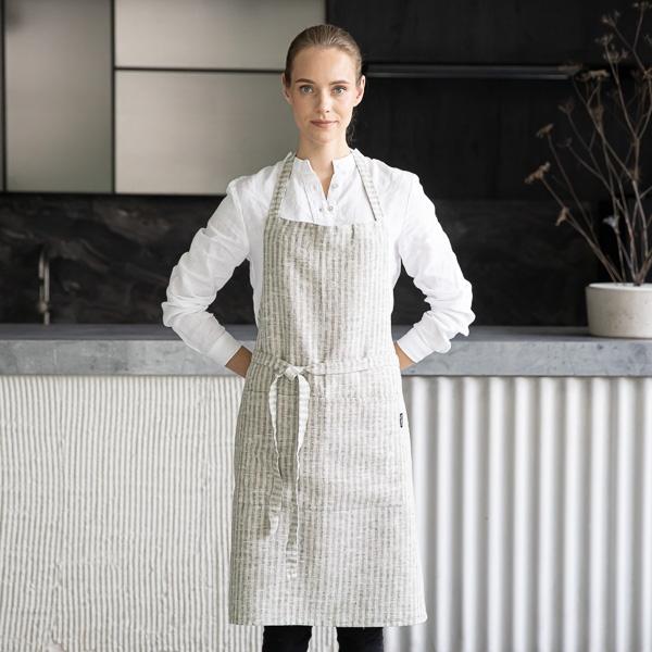 Linenme Linen Bib Apron Forest Green Brittany