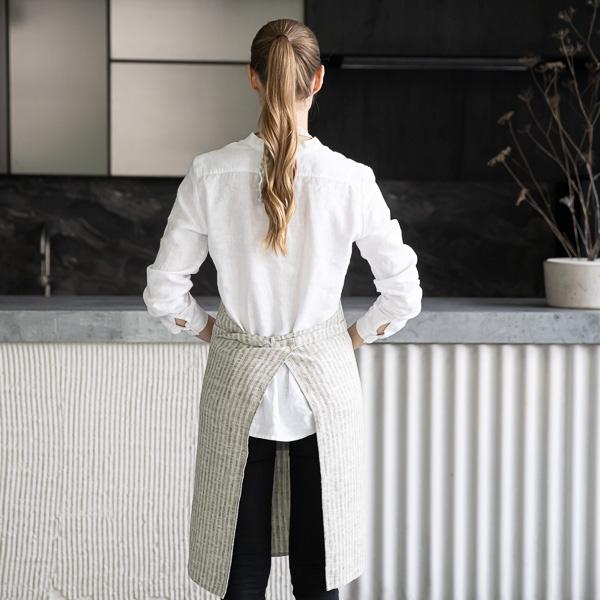 Linenme Linen Bib Apron Forest Green Brittany