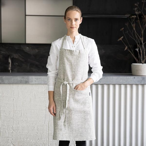 linenme Linen Bib Apron Forest Green Brittany