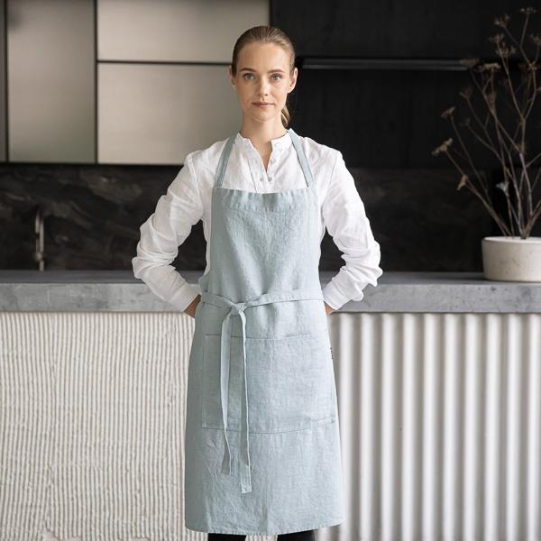 Linenme Linen Bib Apron Ice Blue Terra