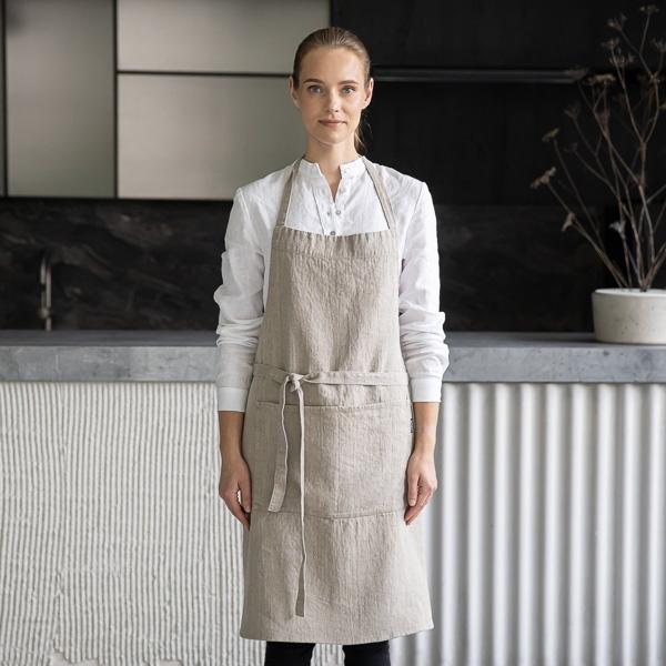 Linenme Linen Bib Apron Natural Terra