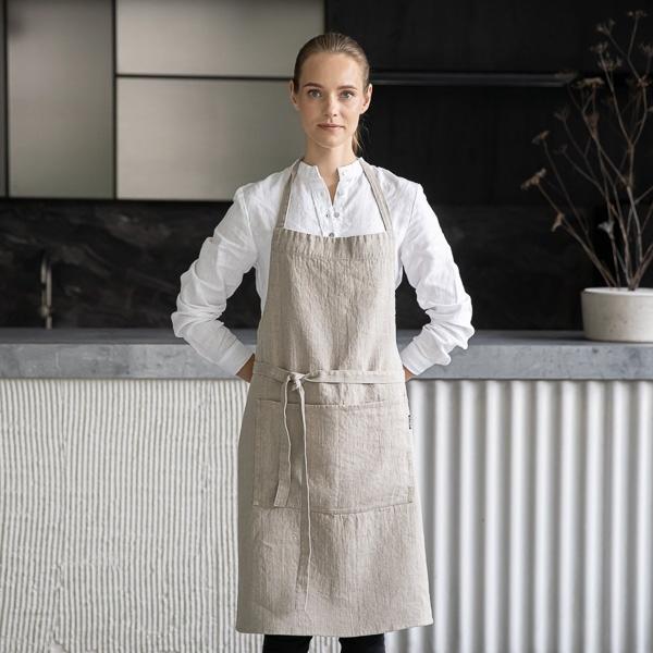 Linenme Linen Bib Apron Natural Terra