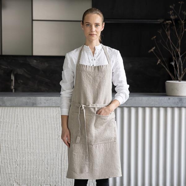 linenme Linen Bib Apron Natural Terra
