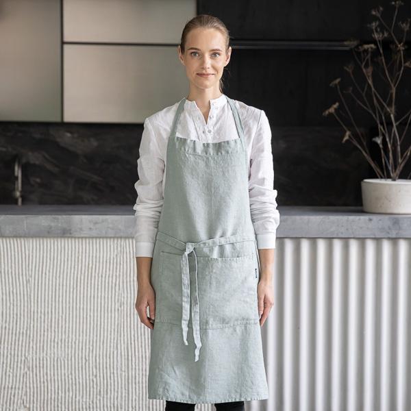 Linenme Linen Bib Apron Sea Foam Terra