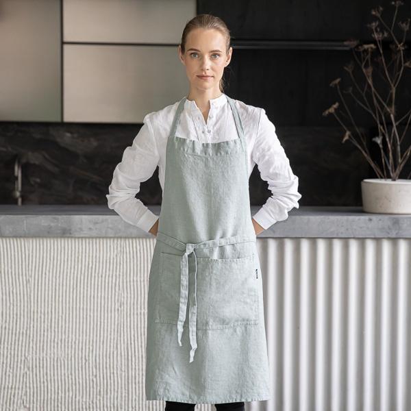 Linenme Linen Bib Apron Sea Foam Terra
