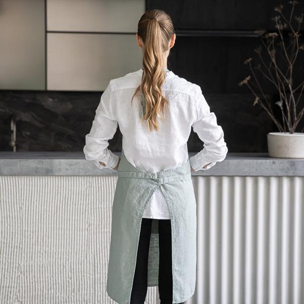 Linenme Linen Bib Apron Sea Foam Terra
