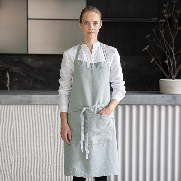 linenme Linen Bib Apron Sea Foam Terra