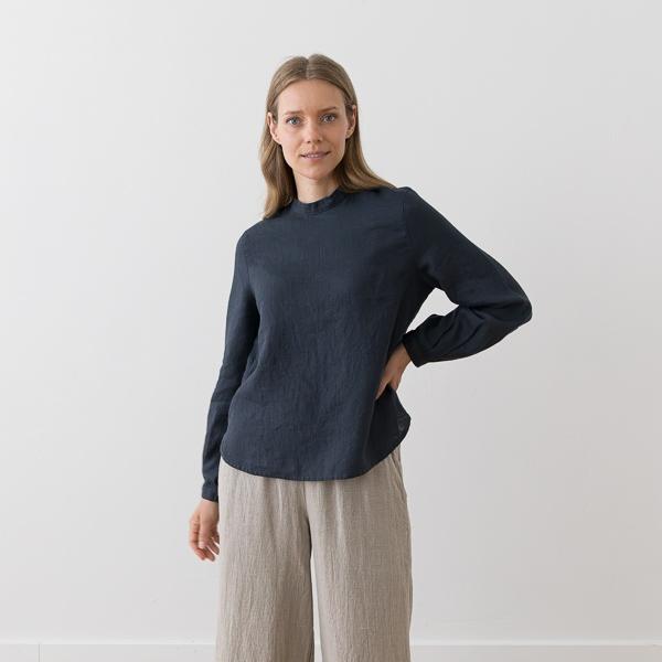 Linenme Linen Blouse Anthracite Osaka