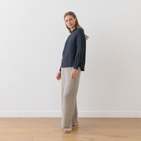 Linenme Linen Blouse Anthracite Osaka