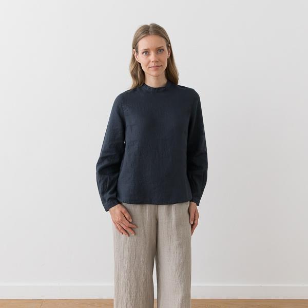 Linenme Linen Blouse Anthracite Osaka