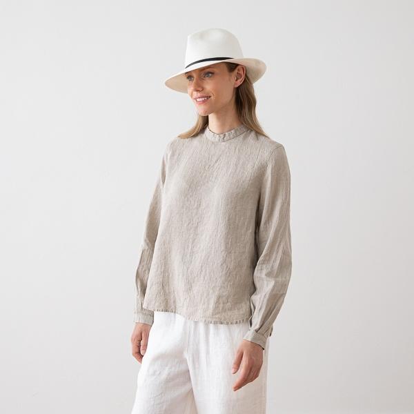 Linenme Linen Blouse Anthracite Osaka